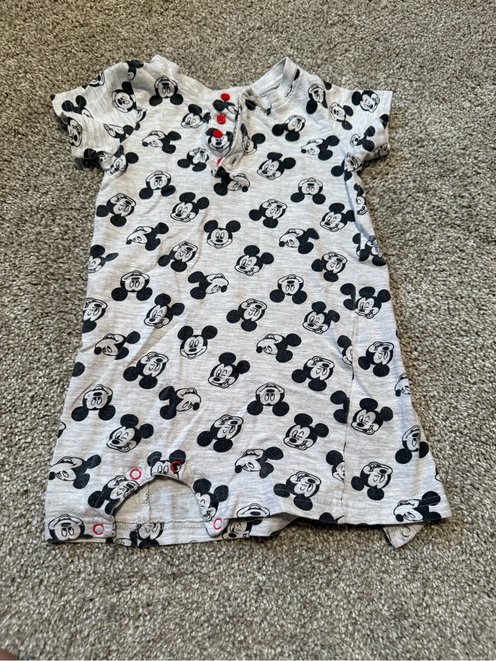 Disney Gray and Black Mickey Mouse Short-Sleeve Bodysuit